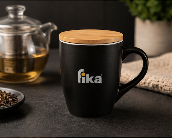 MUG FIKA per Tè e Tisane con Coperchio in Legno – Set 2 Pezzi